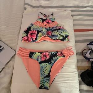 peach and tropic bikini